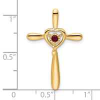 14k Created Ruby Cross w/Heart Chain Slide-PM7408-CRU-Y