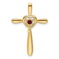 14k Created Ruby Cross w/Heart Chain Slide-PM7408-CRU-Y