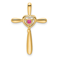 14k Pink Tourmaline Cross w/Heart Chain Slide-PM7408-PT-Y