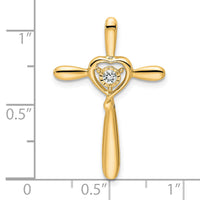 14k White Topaz Cross w/Heart Chain Slide-PM7408-WT-Y