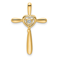 14k White Topaz Cross w/Heart Chain Slide-PM7408-WT-Y
