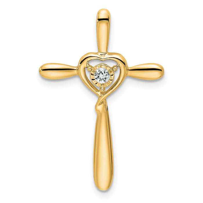 14k White Topaz Cross w/Heart Chain Slide-PM7408-WT-Y