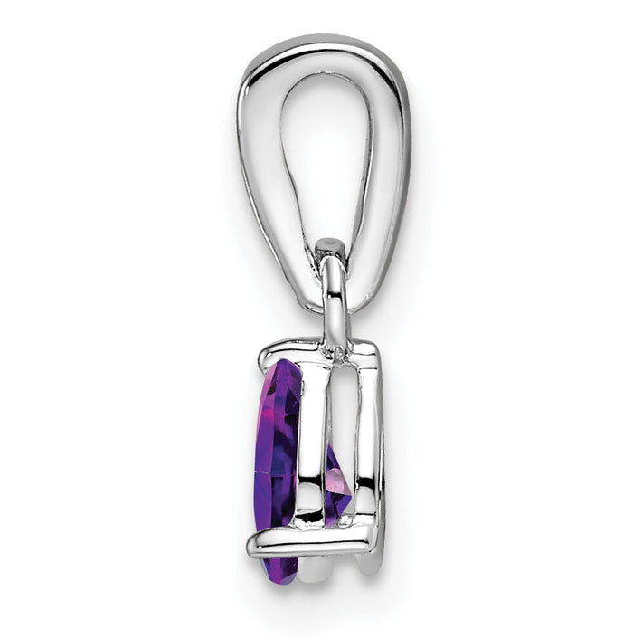 14K White Gold Pear Amethyst and Diamond Pendant-PM7409-AM-005-WA