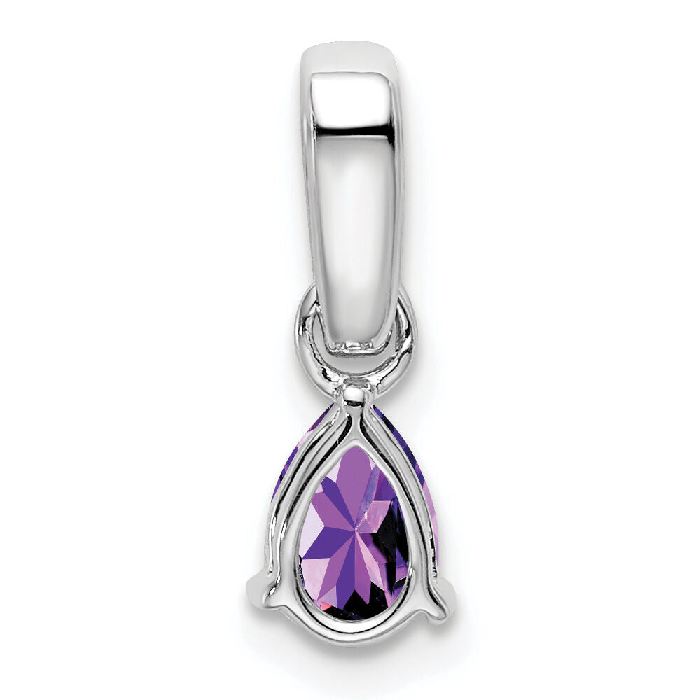 14K White Gold Pear Amethyst and Diamond Pendant-PM7409-AM-005-WA