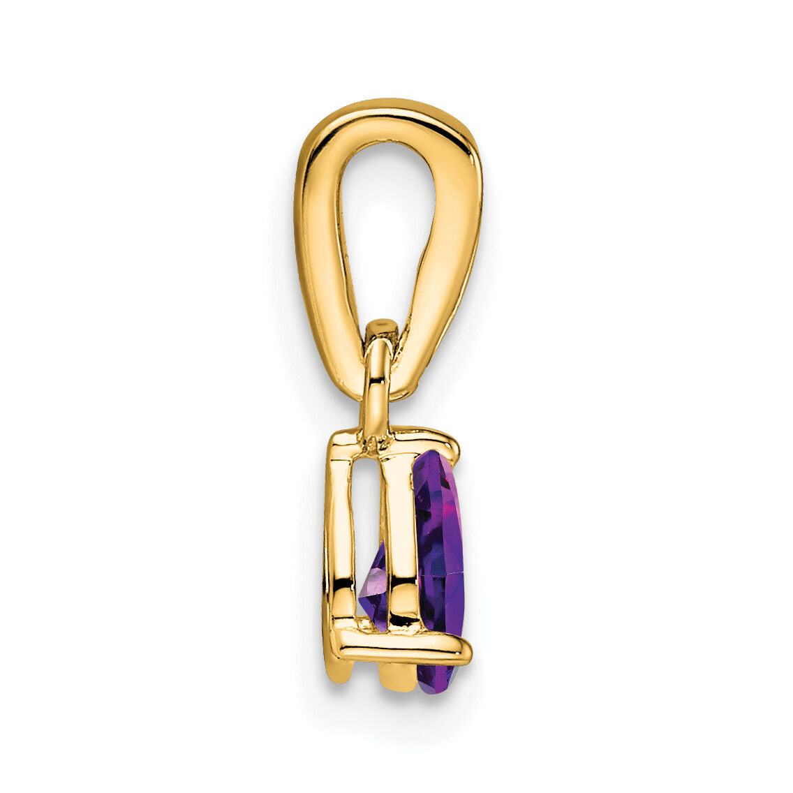 14K Pear Amethyst and Diamond Pendant-PM7409-AM-005-YA