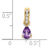 14K Pear Amethyst and Diamond Pendant-PM7409-AM-005-YA