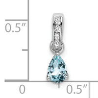 14K White Gold Pear Aquamarine and Diamond Pendant-PM7409-AQ-005-WA