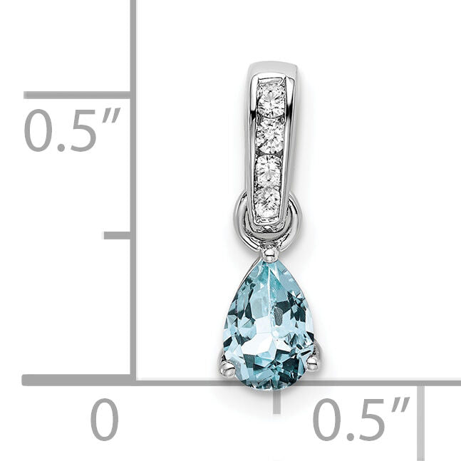 14K White Gold Pear Aquamarine and Diamond Pendant-PM7409-AQ-005-WA