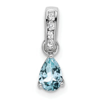 14K White Gold Pear Aquamarine and Diamond Pendant-PM7409-AQ-005-WA