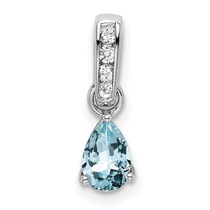 14K White Gold Pear Aquamarine and Diamond Pendant-PM7409-AQ-005-WA