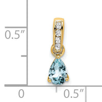 14K Pear Aquamarine and Diamond Pendant-PM7409-AQ-005-YA