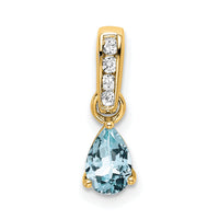 14K Pear Aquamarine and Diamond Pendant-PM7409-AQ-005-YA