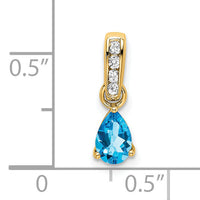 14K Pear Blue Topaz and Diamond Pendant-PM7409-BT-005-YA