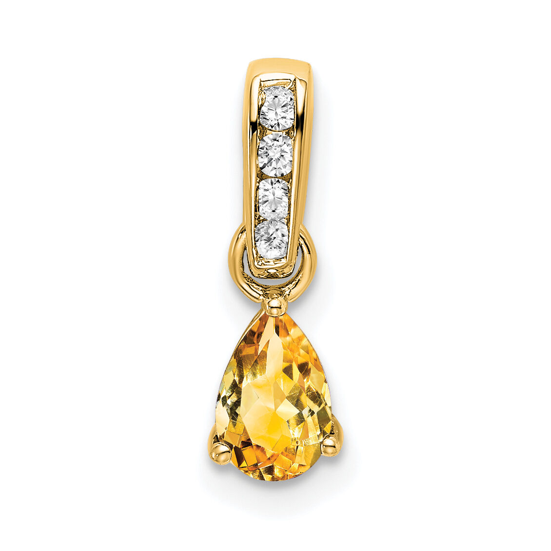 14K Pear Citrine and Diamond Pendant-PM7409-CI-005-YA