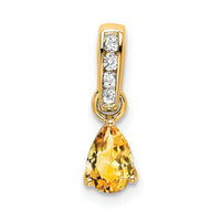 14K Pear Citrine and Diamond Pendant-PM7409-CI-005-YA