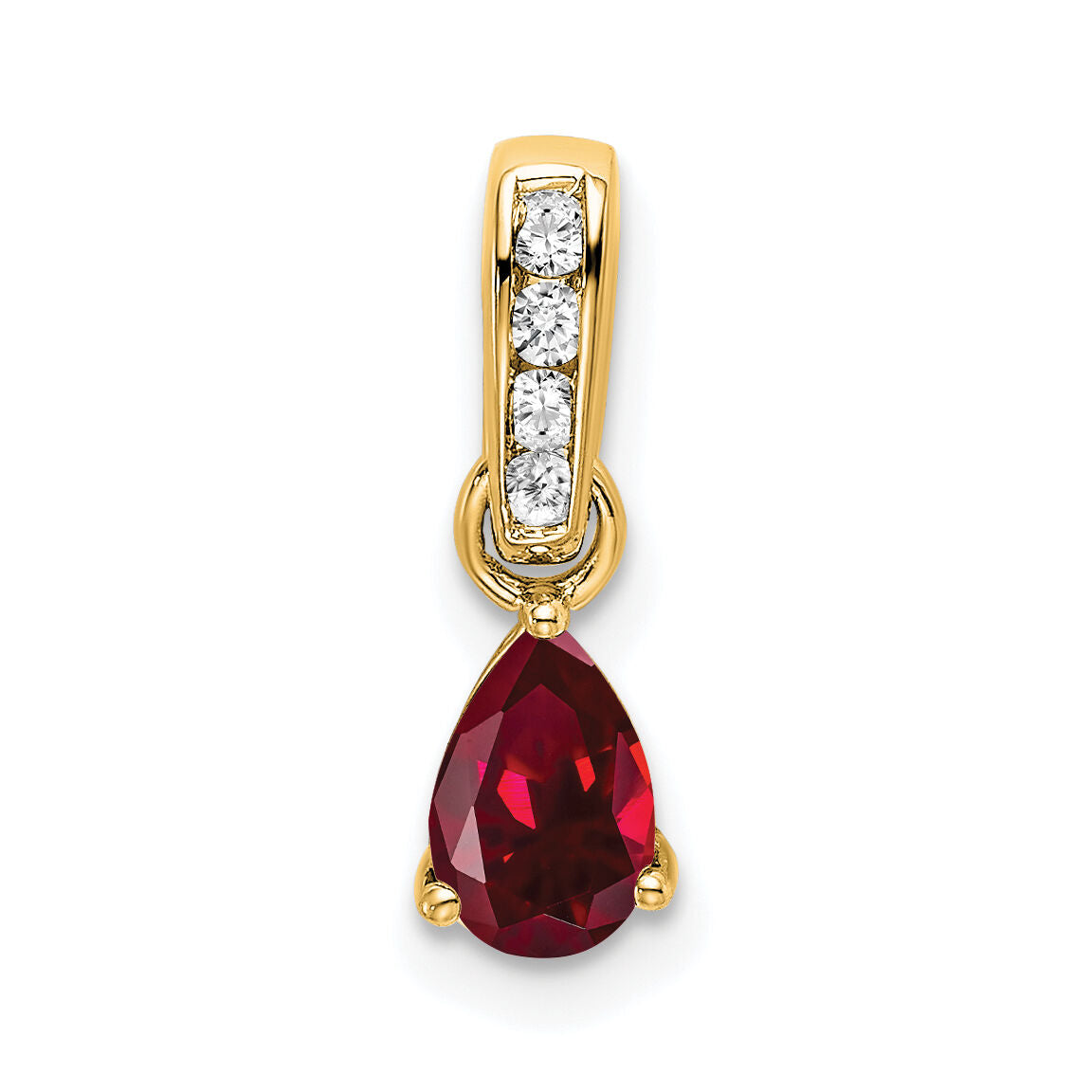 14K Pear Created Ruby and Diamond Pendant-PM7409-CRU-005-YA