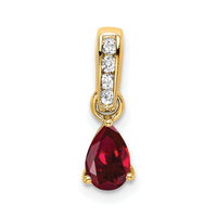 14K Pear Created Ruby and Diamond Pendant-PM7409-CRU-005-YA