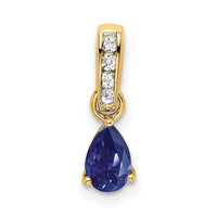14K Pear Created Sapphire and Diamond Pendant-PM7409-CSA-005-YA