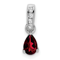 14K White Gold Pear Garnet and Diamond Pendant-PM7409-GA-005-WA