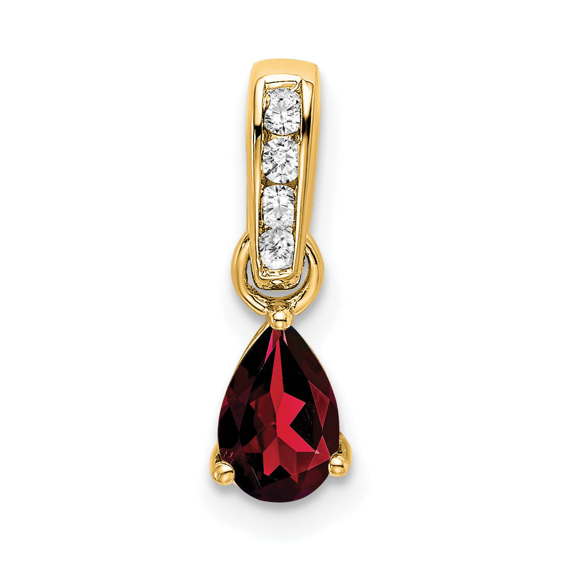 14K Pear Garnet and Diamond Pendant-PM7409-GA-005-YA