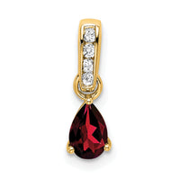 14K Pear Garnet and Diamond Pendant-PM7409-GA-005-YA