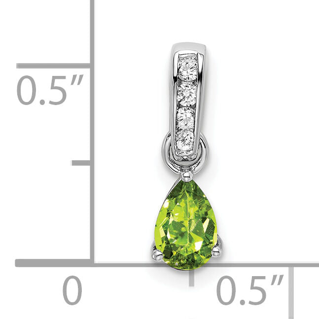 14K White Gold Pear Peridot and Diamond Pendant-PM7409-PE-005-WA