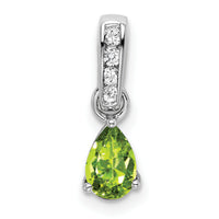 14K White Gold Pear Peridot and Diamond Pendant-PM7409-PE-005-WA