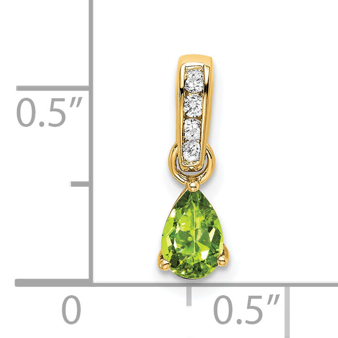14K Pear Peridot and Diamond Pendant-PM7409-PE-005-YA