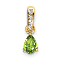 14K Pear Peridot and Diamond Pendant-PM7409-PE-005-YA