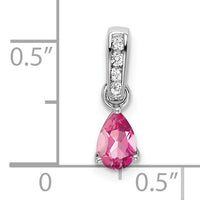 14K White Gold Pear Pink Tourmaline and Diamond Pendant-PM7409-PT-005-WA