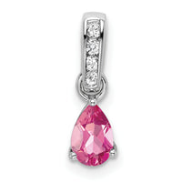 14K White Gold Pear Pink Tourmaline and Diamond Pendant-PM7409-PT-005-WA