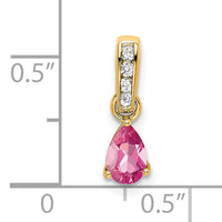 14K Pear Pink Tourmaline and Diamond Pendant-PM7409-PT-005-YA