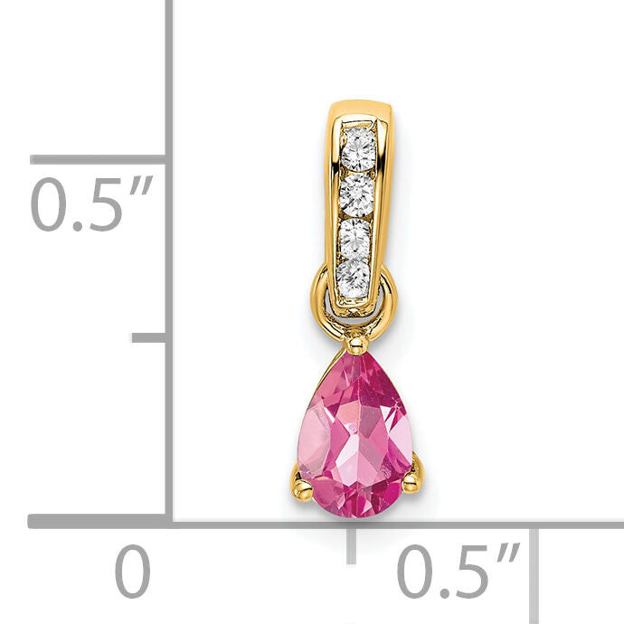 14K Pear Pink Tourmaline and Diamond Pendant-PM7409-PT-005-YA