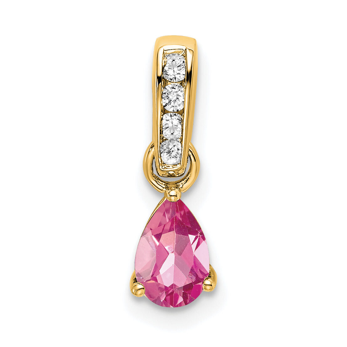 14K Pear Pink Tourmaline and Diamond Pendant-PM7409-PT-005-YA