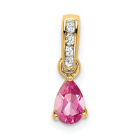 14K Pear Pink Tourmaline and Diamond Pendant-PM7409-PT-005-YA