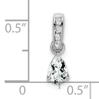 14K White Gold Pear White Topaz and Diamond Pendant-PM7409-WT-005-WA