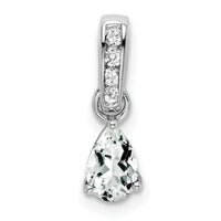 14K White Gold Pear White Topaz and Diamond Pendant-PM7409-WT-005-WA
