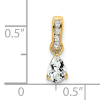 14K Pear White Topaz and Diamond Pendant-PM7409-WT-005-YA