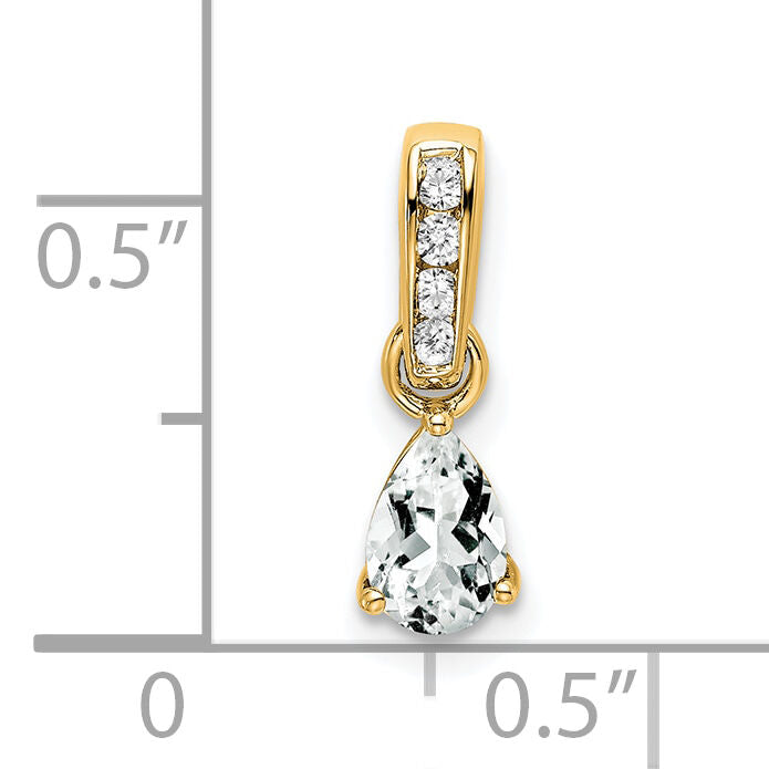 14K Pear White Topaz and Diamond Pendant-PM7409-WT-005-YA