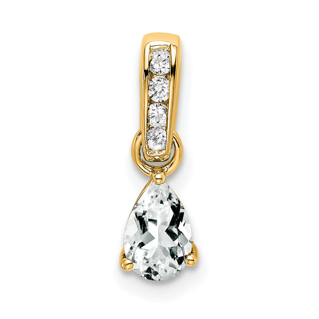 14K Pear White Topaz and Diamond Pendant-PM7409-WT-005-YA