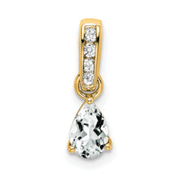 14K Pear White Topaz and Diamond Pendant-PM7409-WT-005-YA
