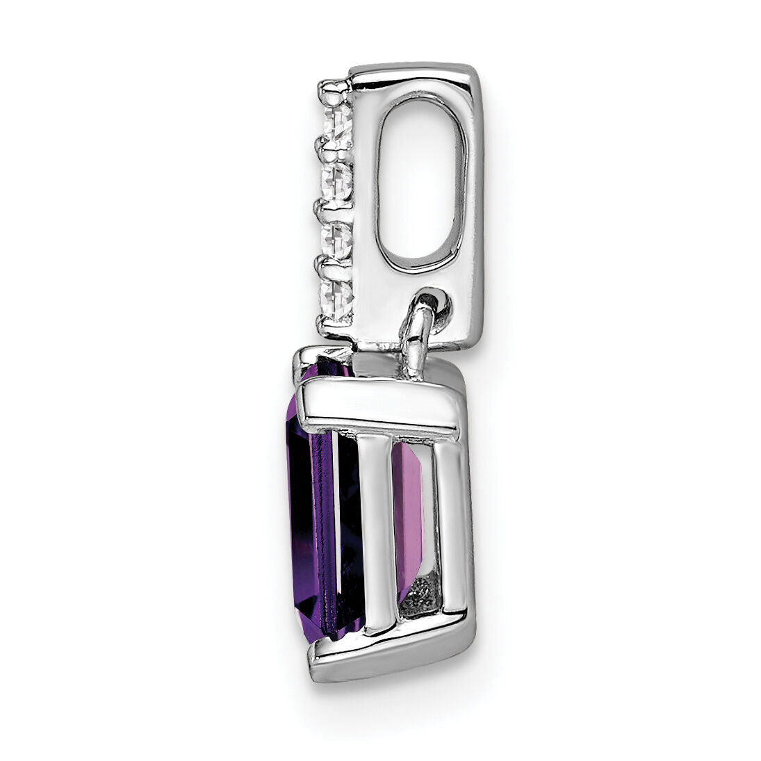 14K White Gold Amethyst and Diamond Pendant-PM7410-AM-004-WA