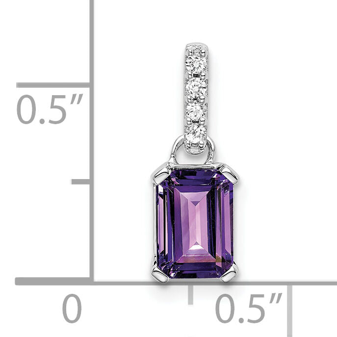 14K White Gold Amethyst and Diamond Pendant-PM7410-AM-004-WA