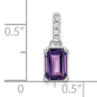 14K White Gold Amethyst and Diamond Pendant-PM7410-AM-004-WA