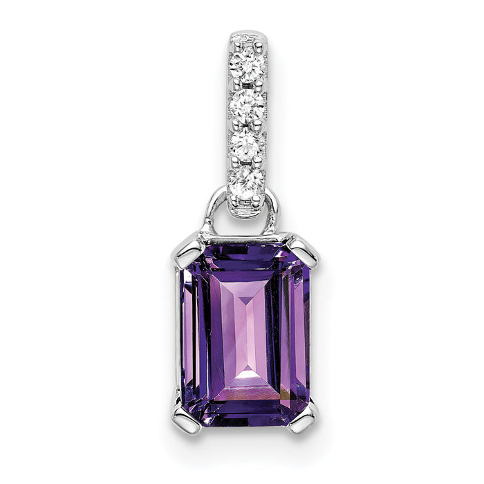 14K White Gold Amethyst and Diamond Pendant-PM7410-AM-004-WA