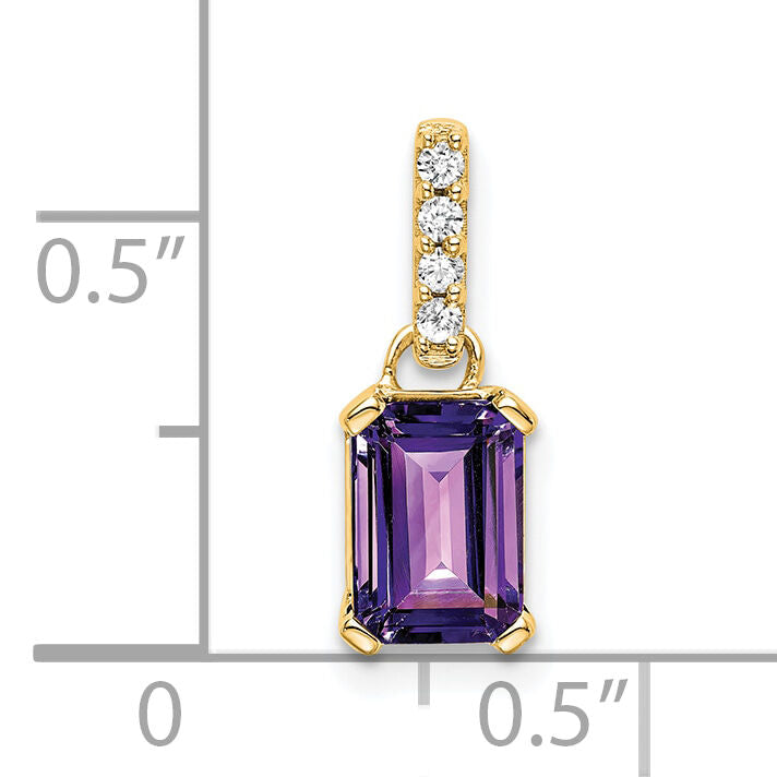 14K Amethyst and Diamond Pendant-PM7410-AM-004-YA