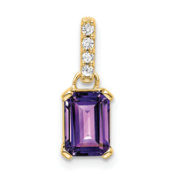 14K Amethyst and Diamond Pendant-PM7410-AM-004-YA