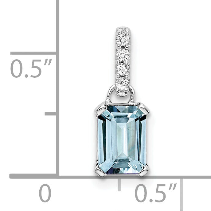 14K White Gold Aquamarine and Diamond Pendant-PM7410-AQ-004-WA