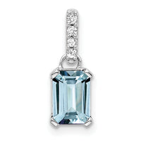 14K White Gold Aquamarine and Diamond Pendant-PM7410-AQ-004-WA