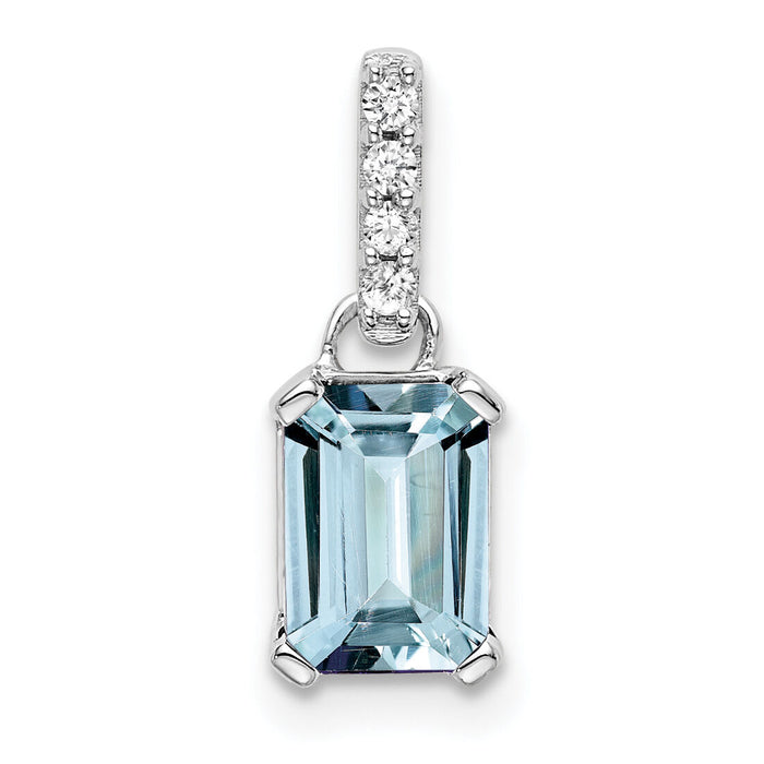 14K White Gold Aquamarine and Diamond Pendant-PM7410-AQ-004-WA